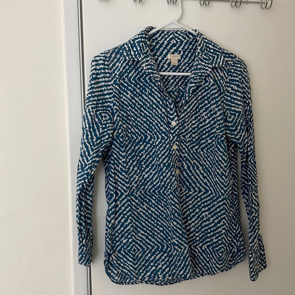 J Crew blue printed cotton shirt, size S